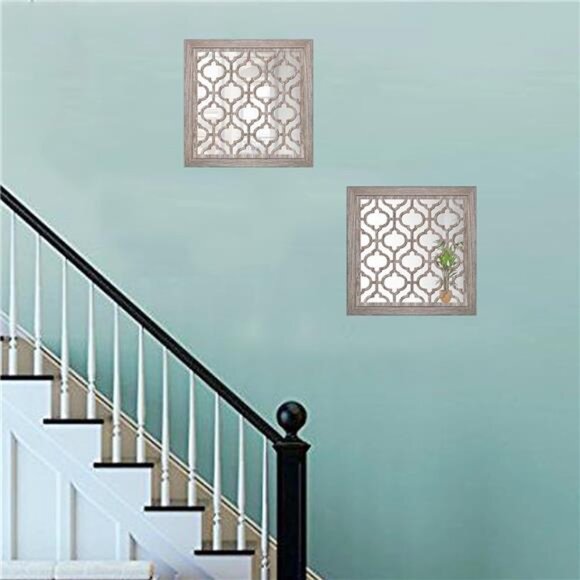 2pcs Set Square Moroccan Cutout Wall Mirror Decor - Picture 3 of 7